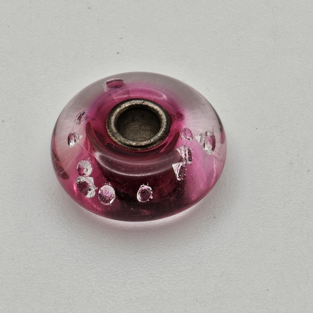 Authentic Trollbeads Pink Diamond Bead Charm Signed 925 LAA Sterling Silver